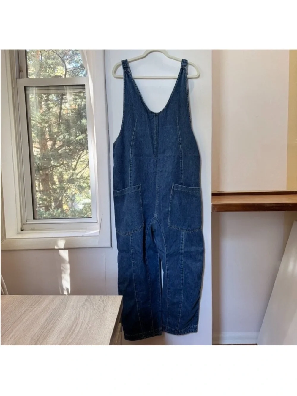 NWT Free People High Roller Denim Jumpsuit Blue Large